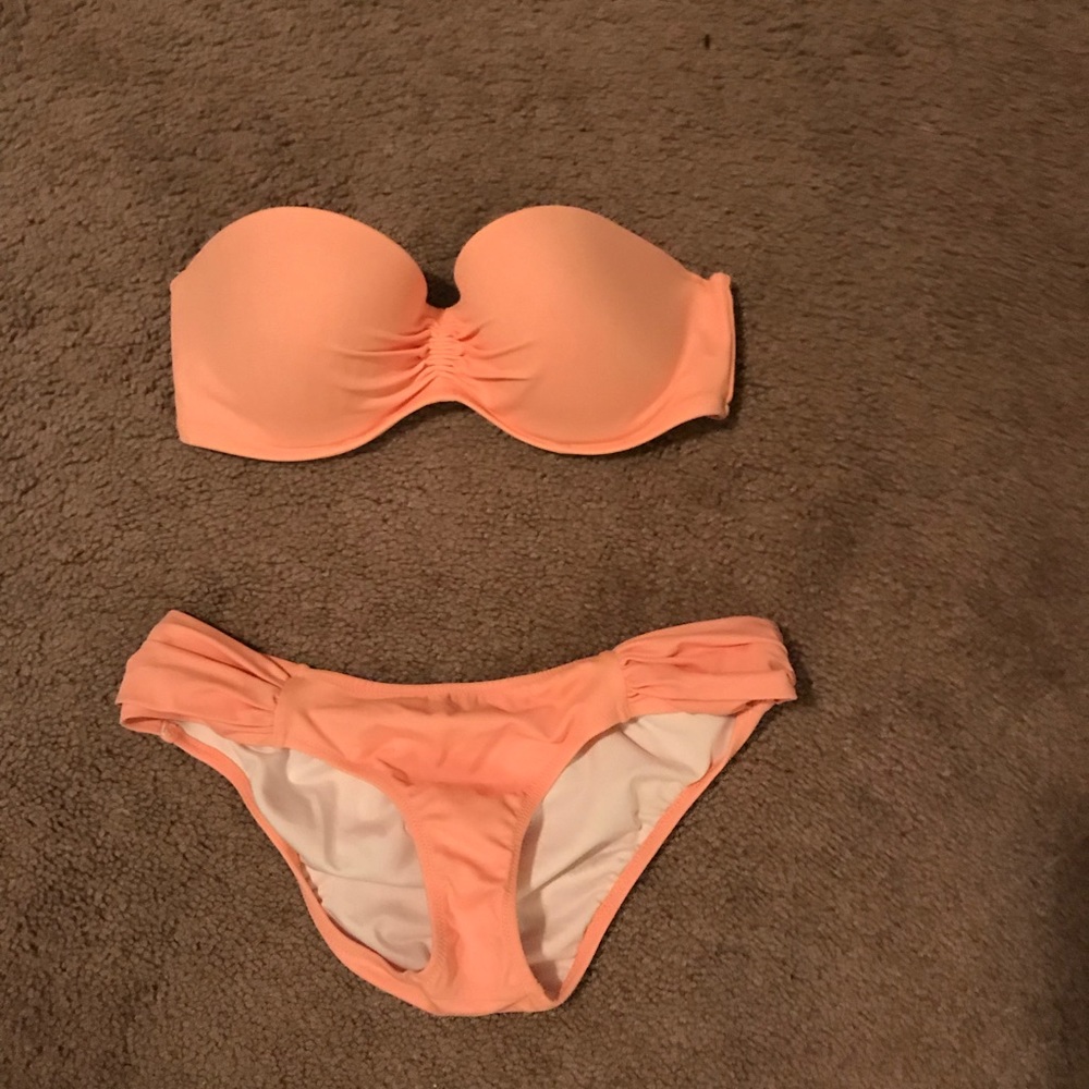 Victoria’s Secret peach colored strapless bikini